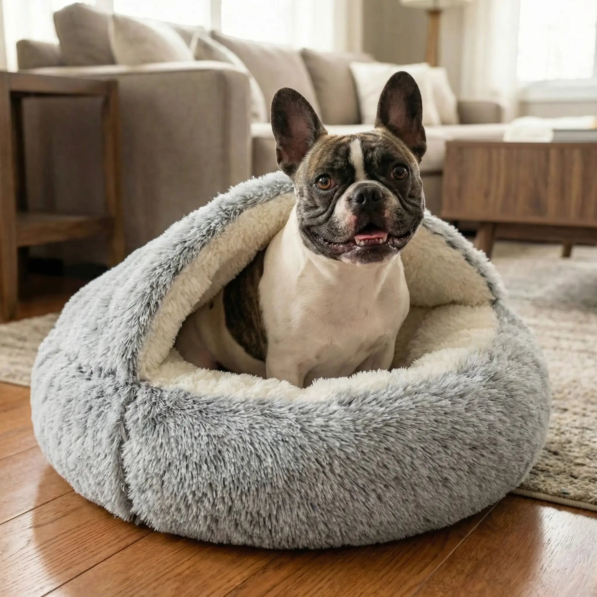 Calming Cowry Pet Bed – Cozy Anti-Anxiety Dog & Cat Bed