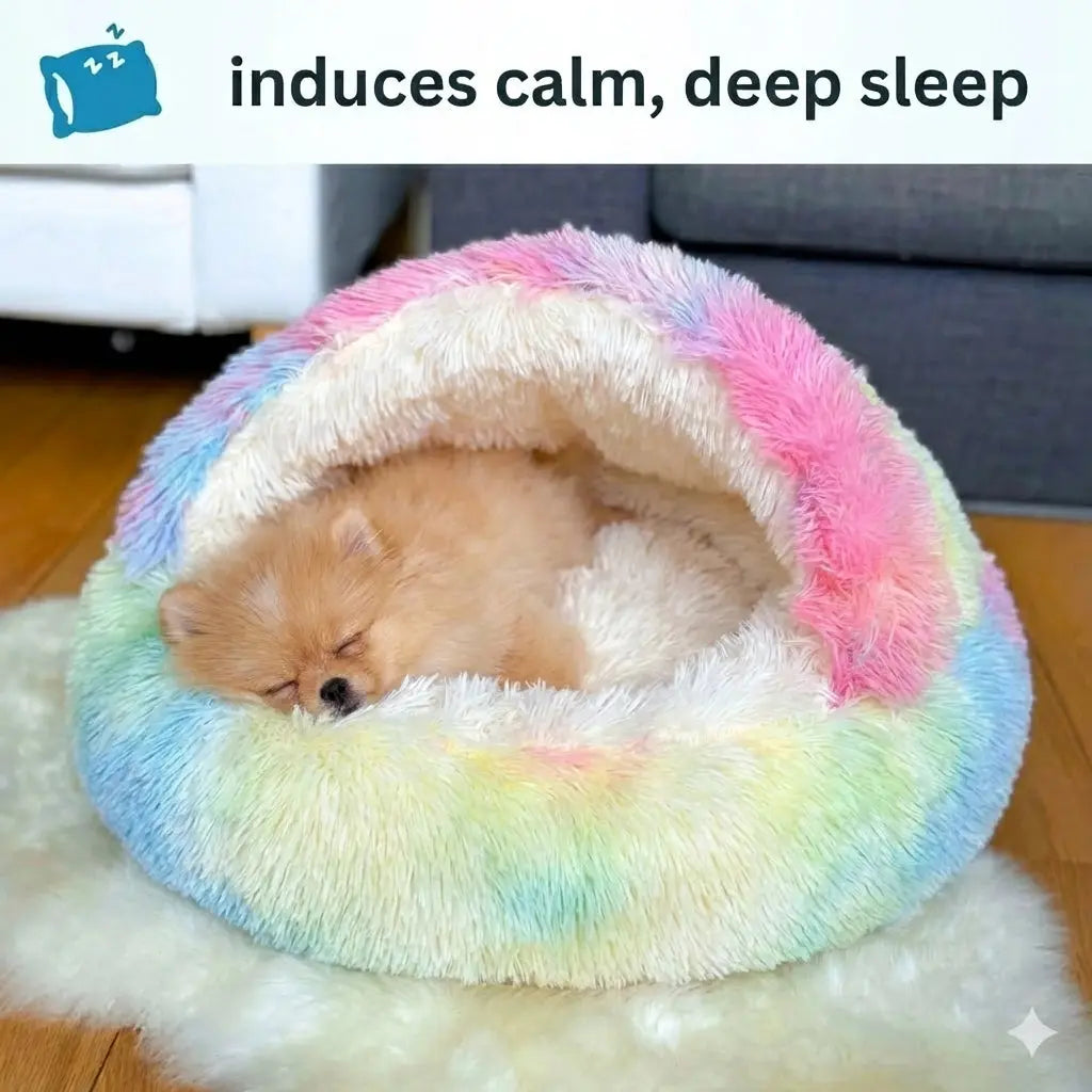 Calming Cowry Pet Bed – Cozy Anti-Anxiety Dog & Cat Bed