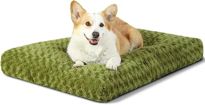 Washable Plush Dog Bed – Anti-Slip Crate Mat