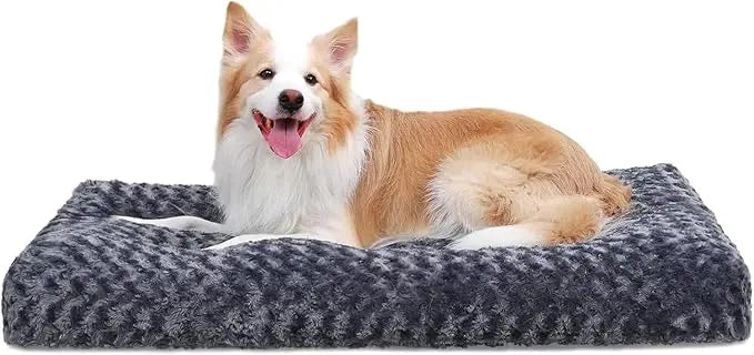 Washable Plush Dog Bed – Anti-Slip Crate Mat