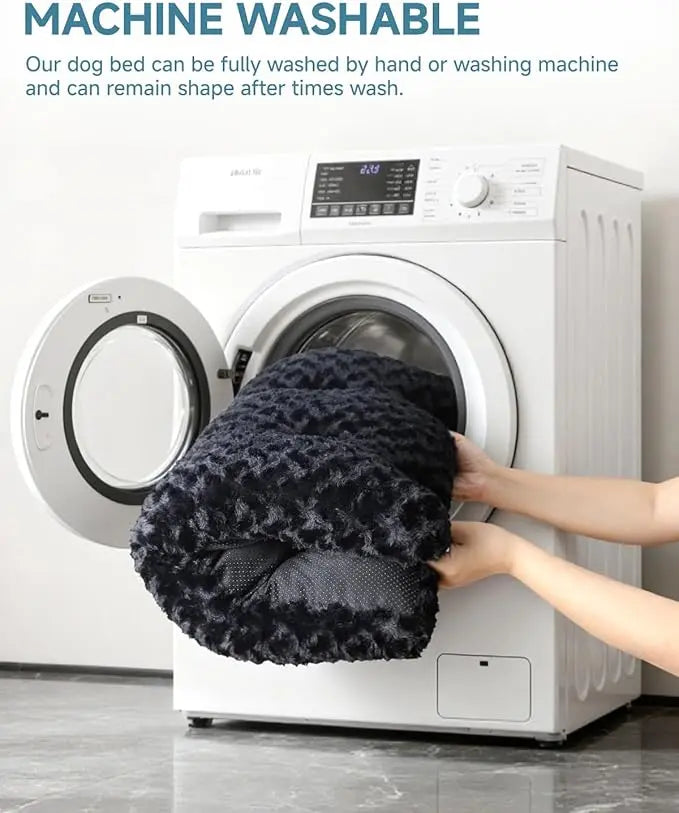Washable Plush Dog Bed – Anti-Slip Crate Mat