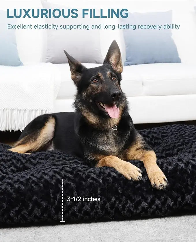 Washable Plush Dog Bed – Anti-Slip Crate Mat