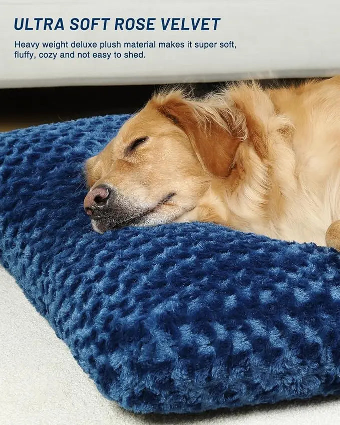 Washable Plush Dog Bed – Anti-Slip Crate Mat