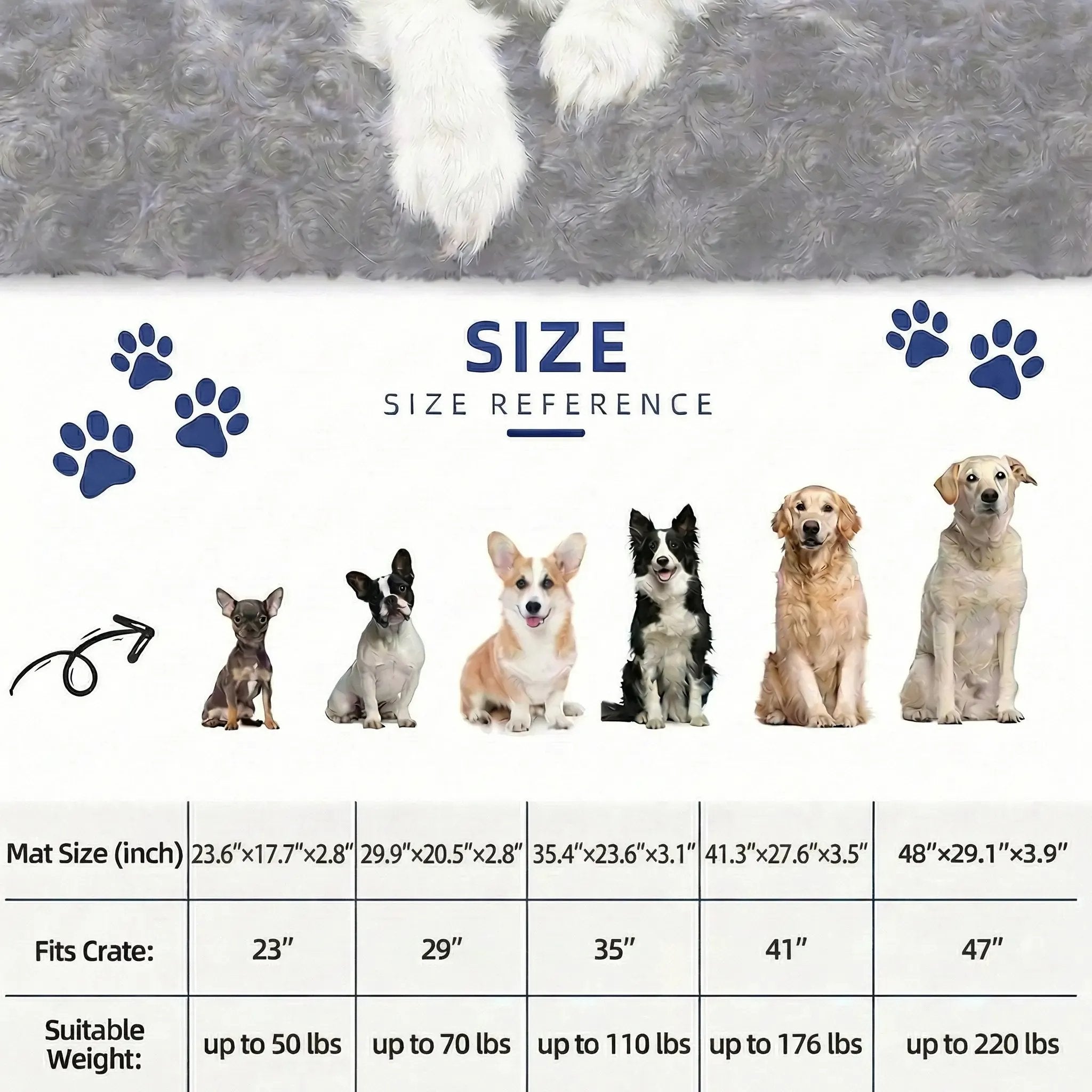 Washable Plush Dog Bed – Anti-Slip Crate Mat