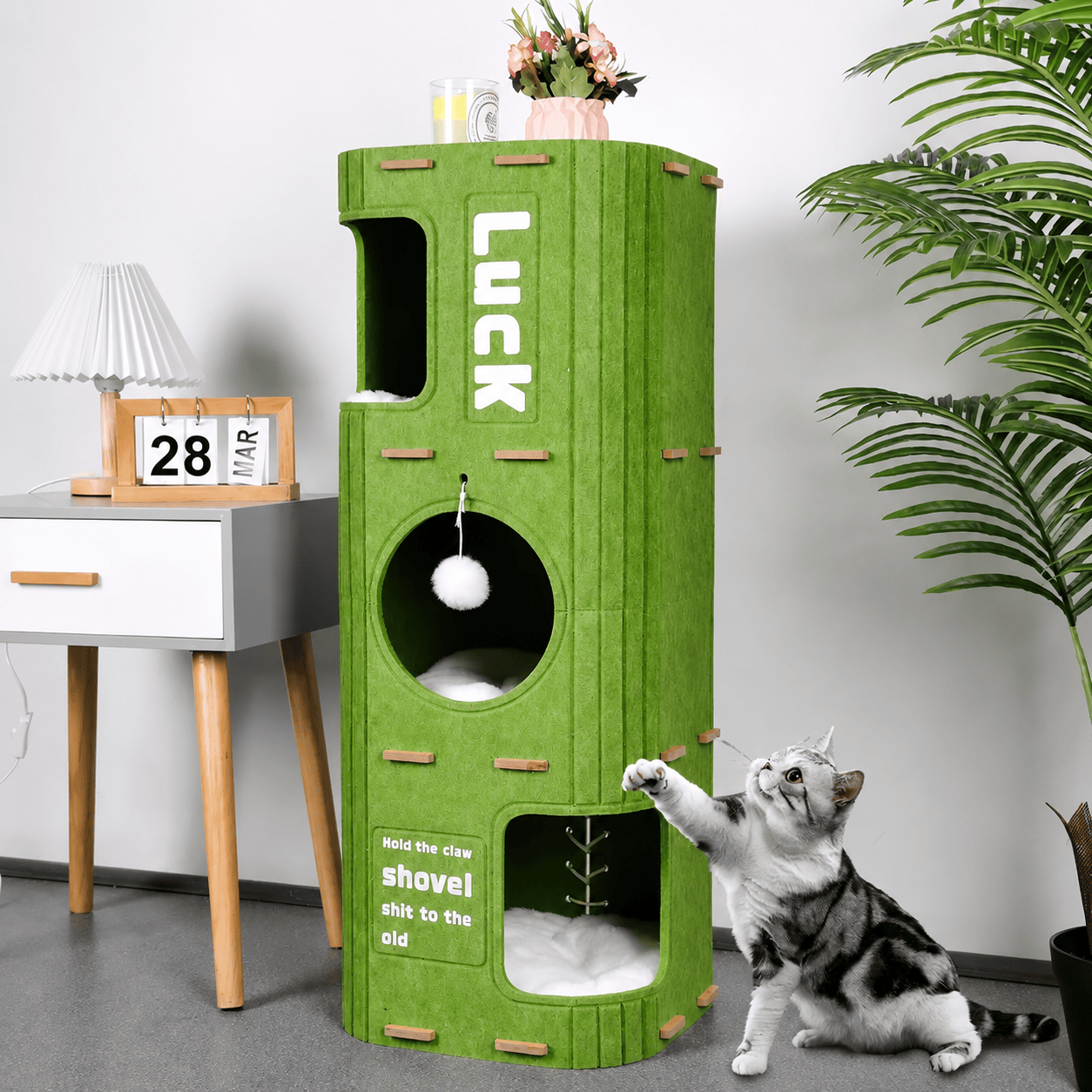 Cat Tree House with Scratcher & Condo