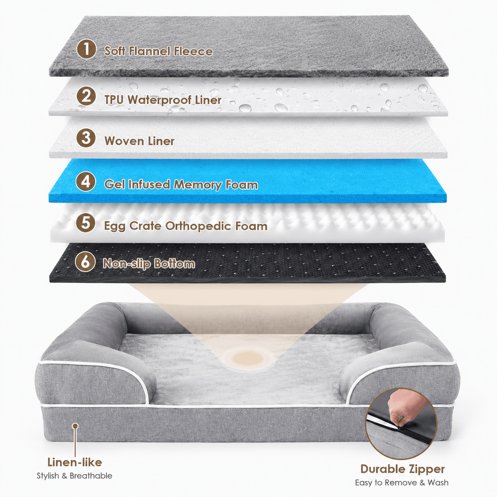 Orthopedic Memory Foam Dog Bed | Waterproof & Washable