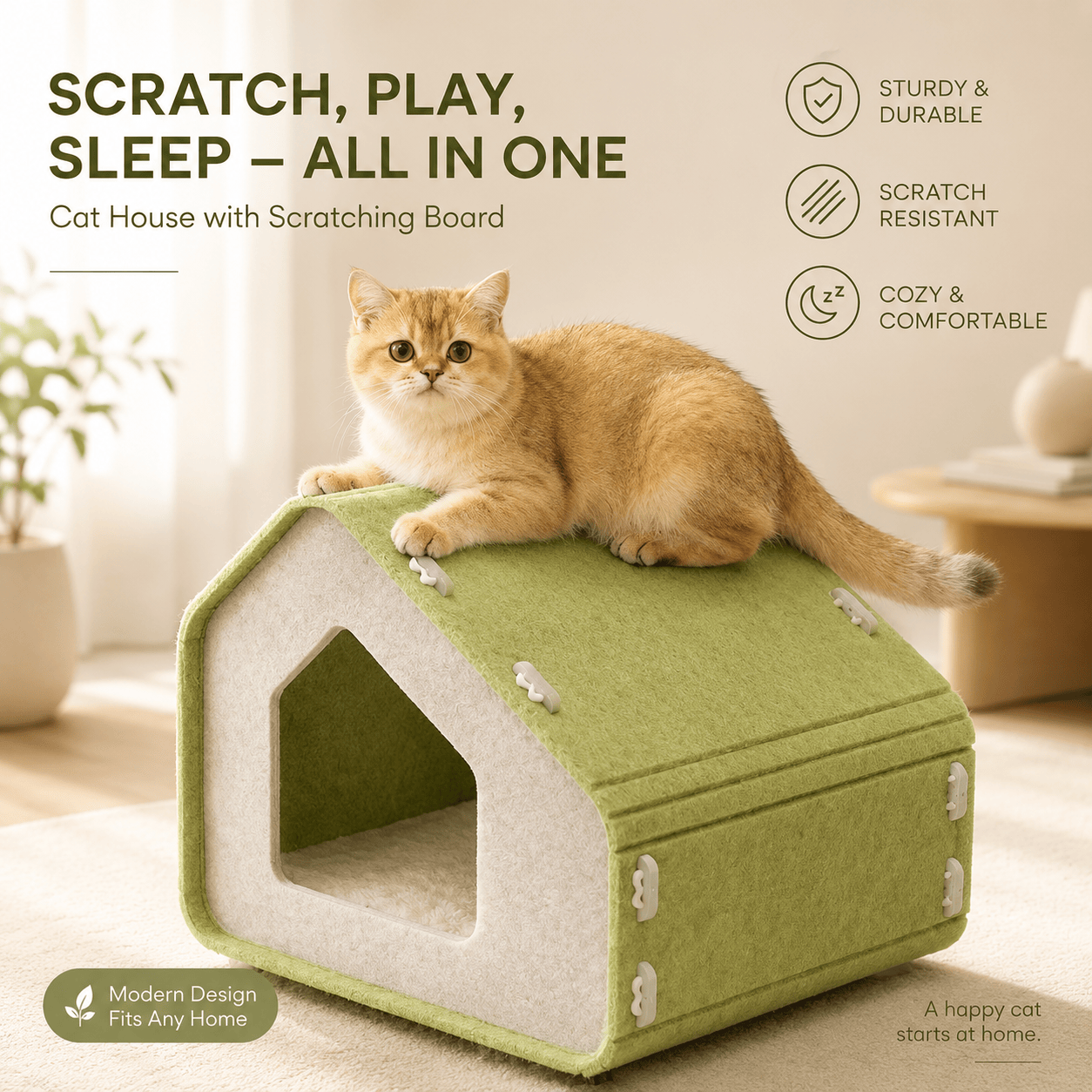 Felt Cat House Scratcher Bed