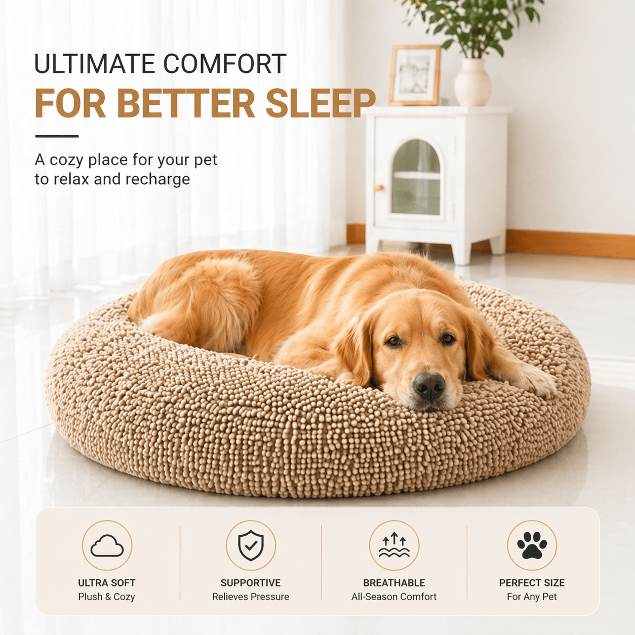 Removable & Washable Round Cat Bed