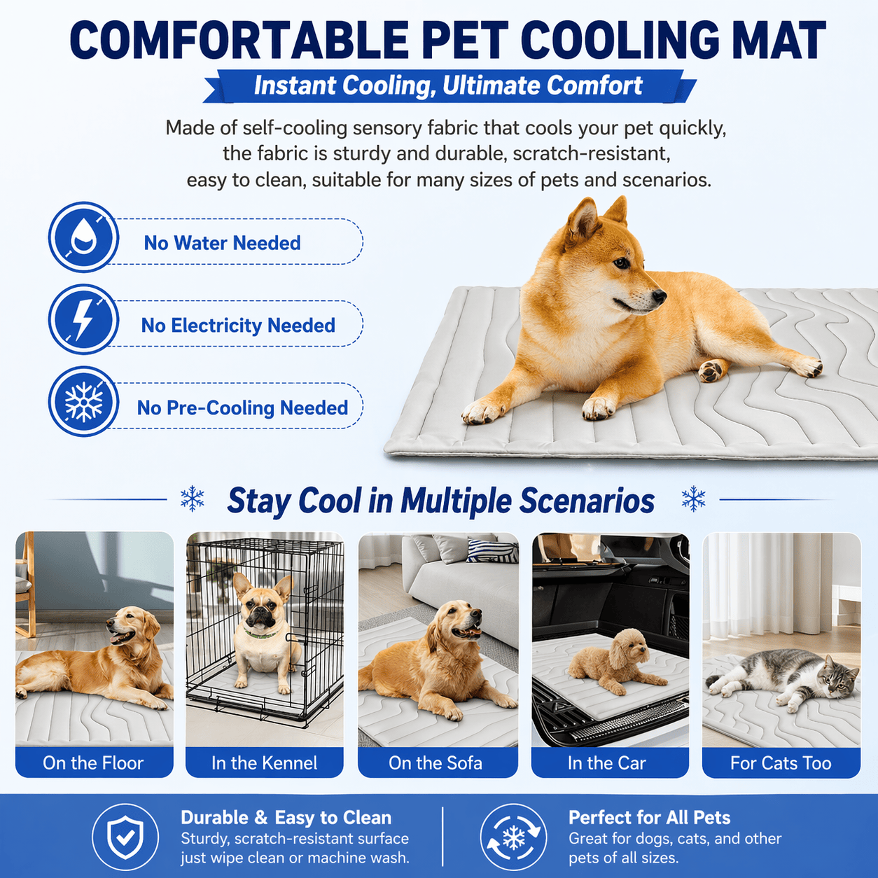 Dual-Side Cooling Dog Mat