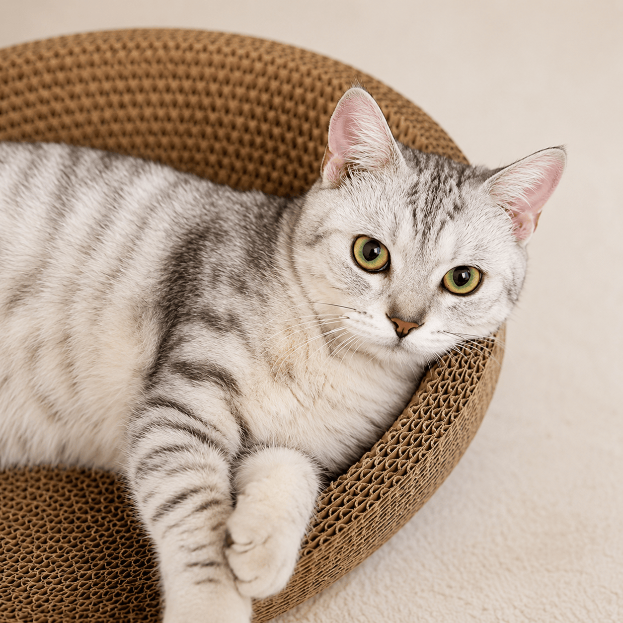 Cardboard Paradise Cat Bed for Stress-Relief, Claw Health & Furniture Safety