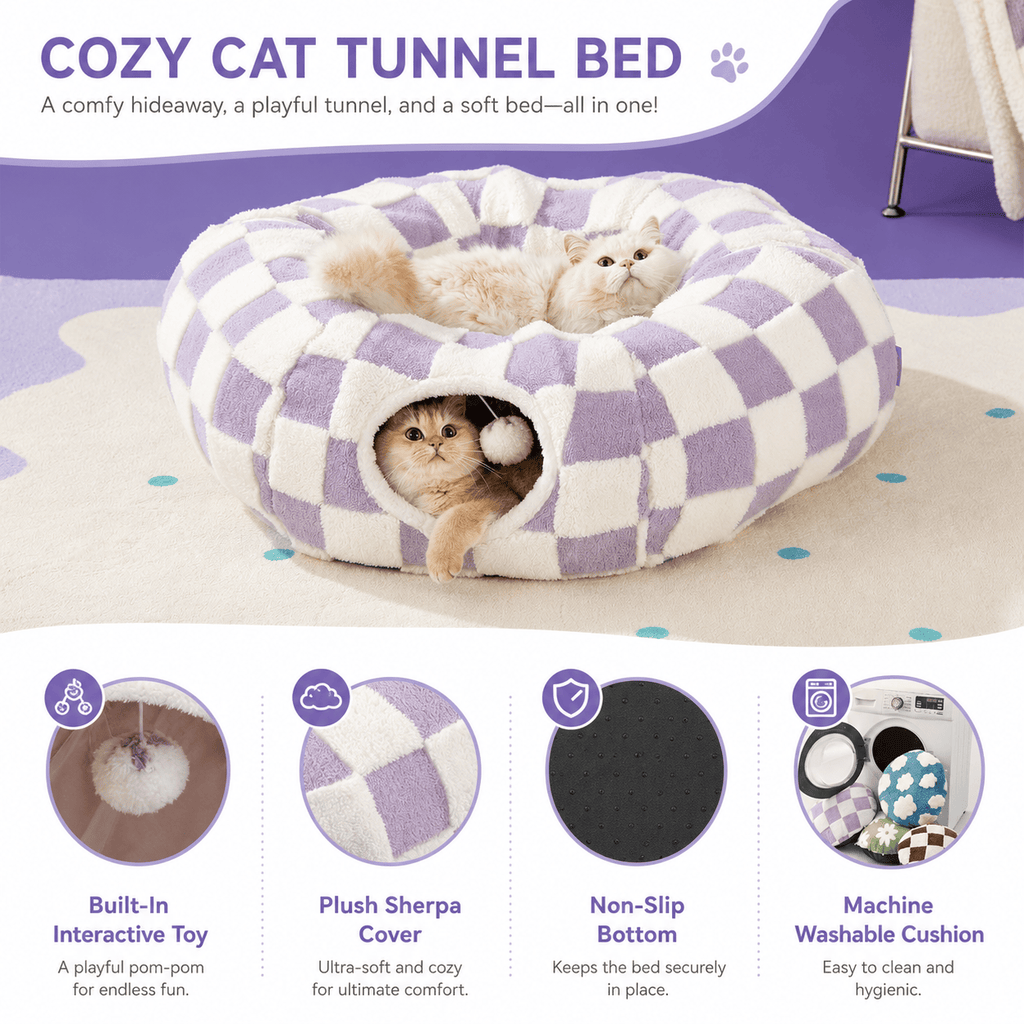 Washable Cat Tunnel Bed