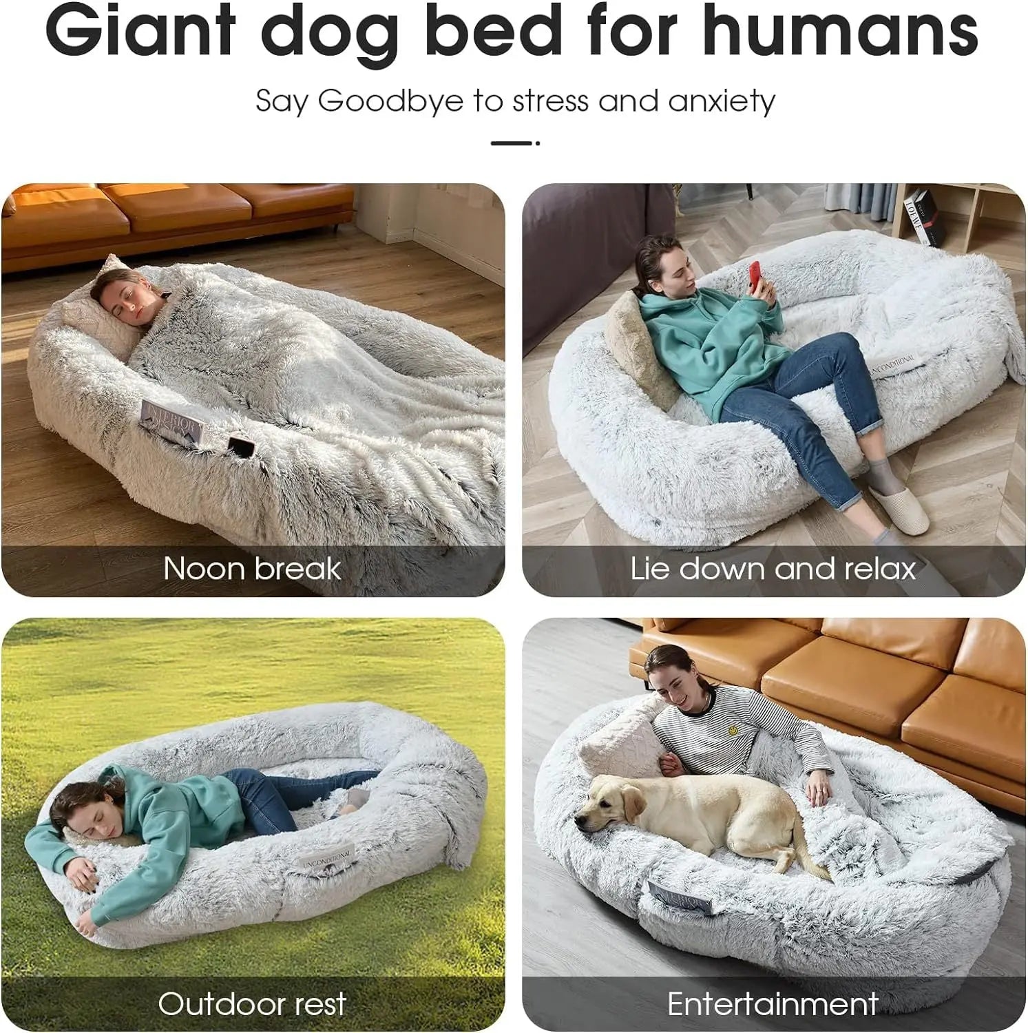 Orthopedic Human Dog Bed – Large Cozy Lounger for Relaxing