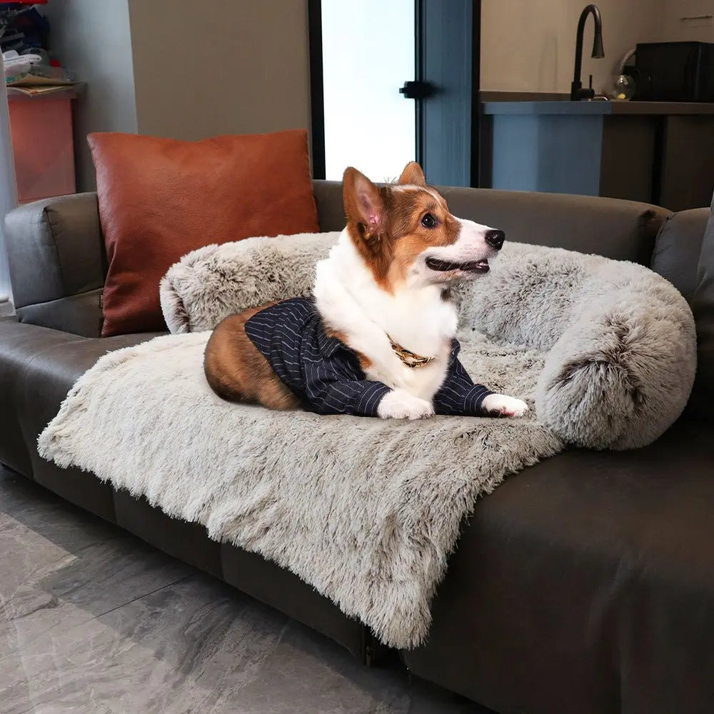 Pet Sofa Bed – Soft Plush Cushion & Blanket for Dogs & Cats