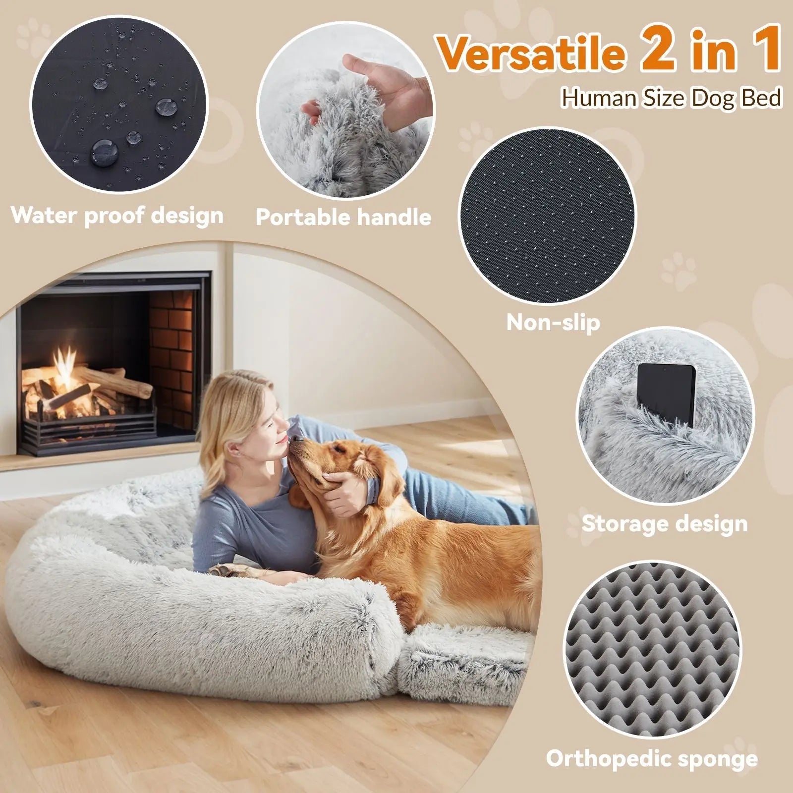 Giant Dog Bed for Humans – Plush Orthopedic Lounger