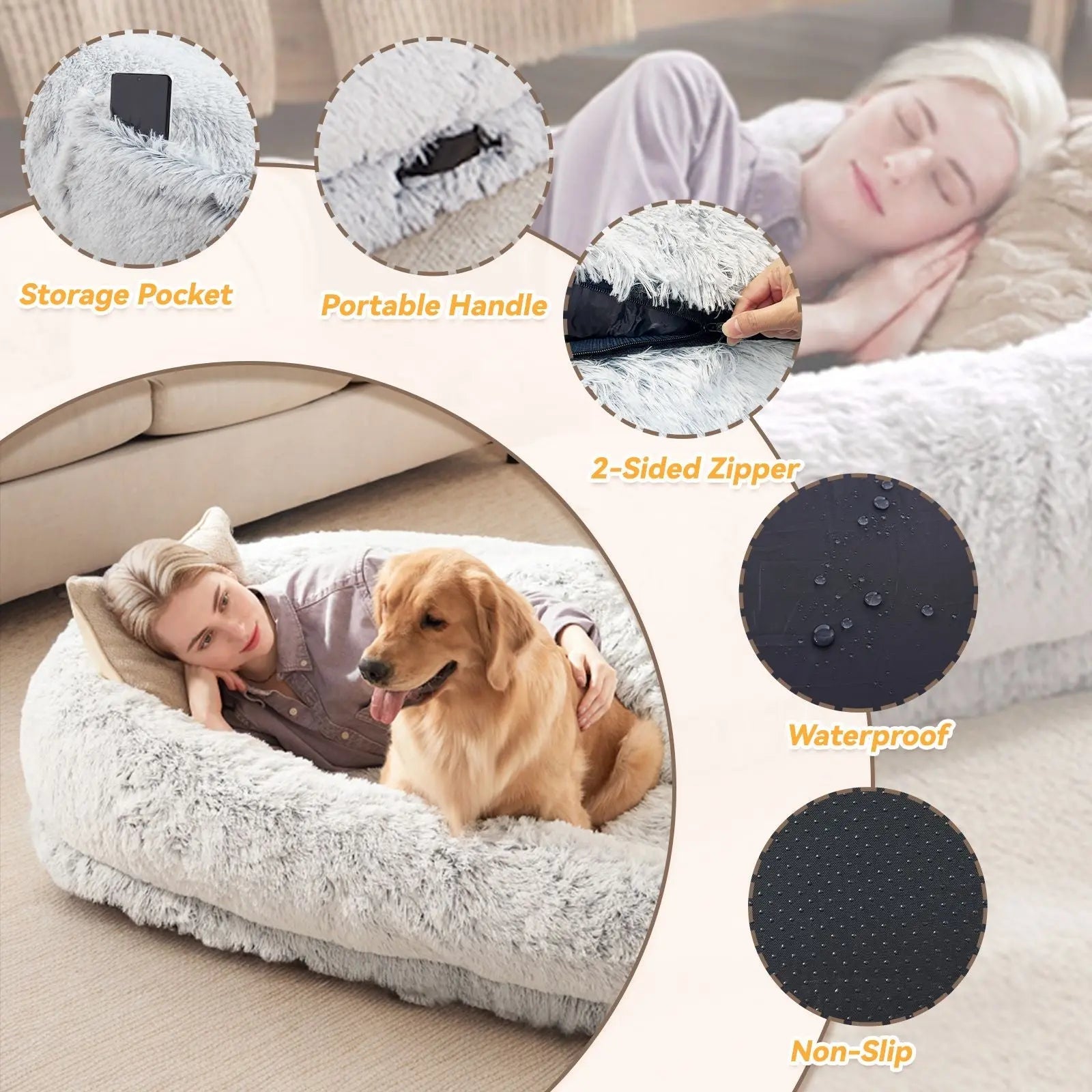 Orthopedic Human Dog Bed – Large Cozy Lounger for Relaxing