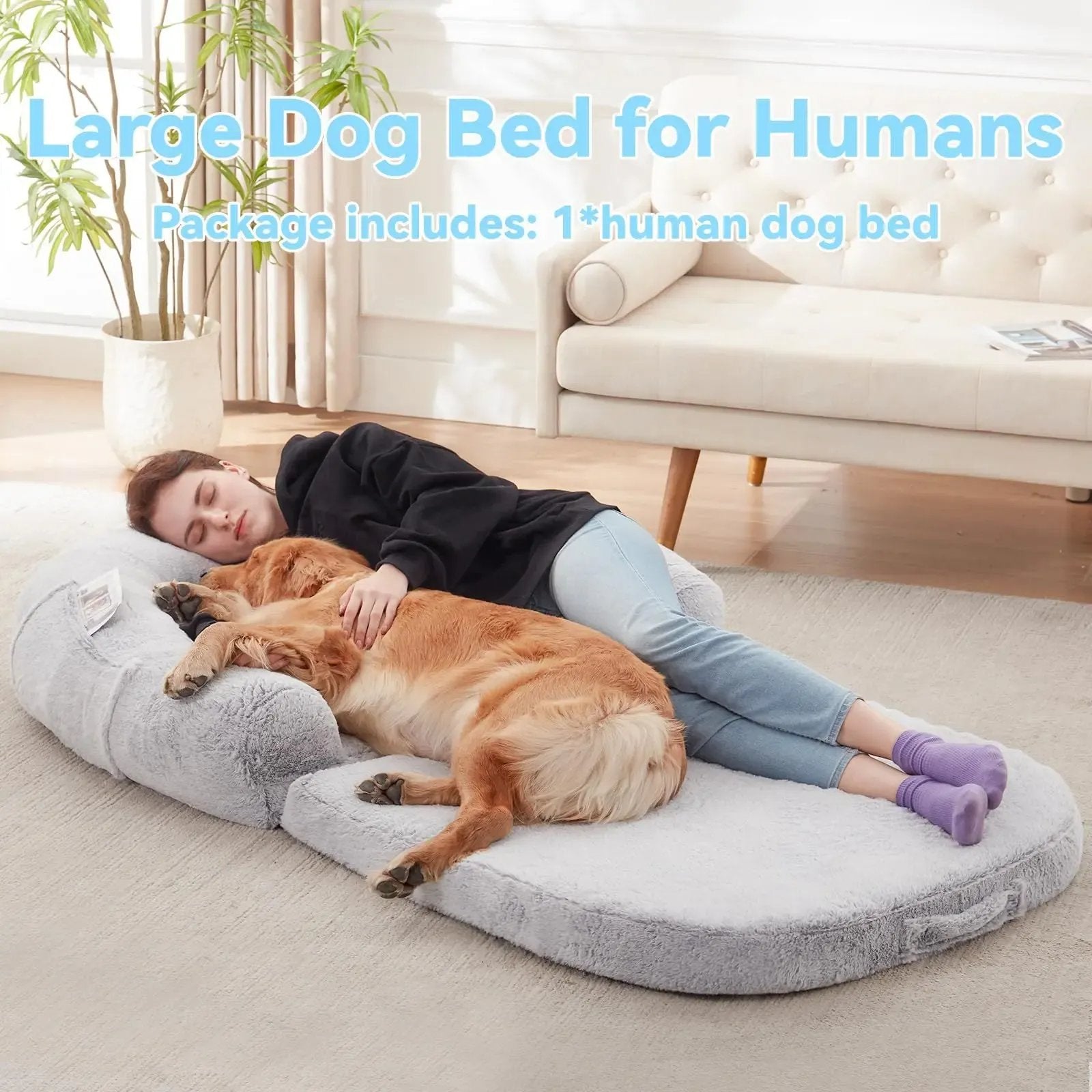 Giant Dog Bed for Humans – Plush Orthopedic Lounger