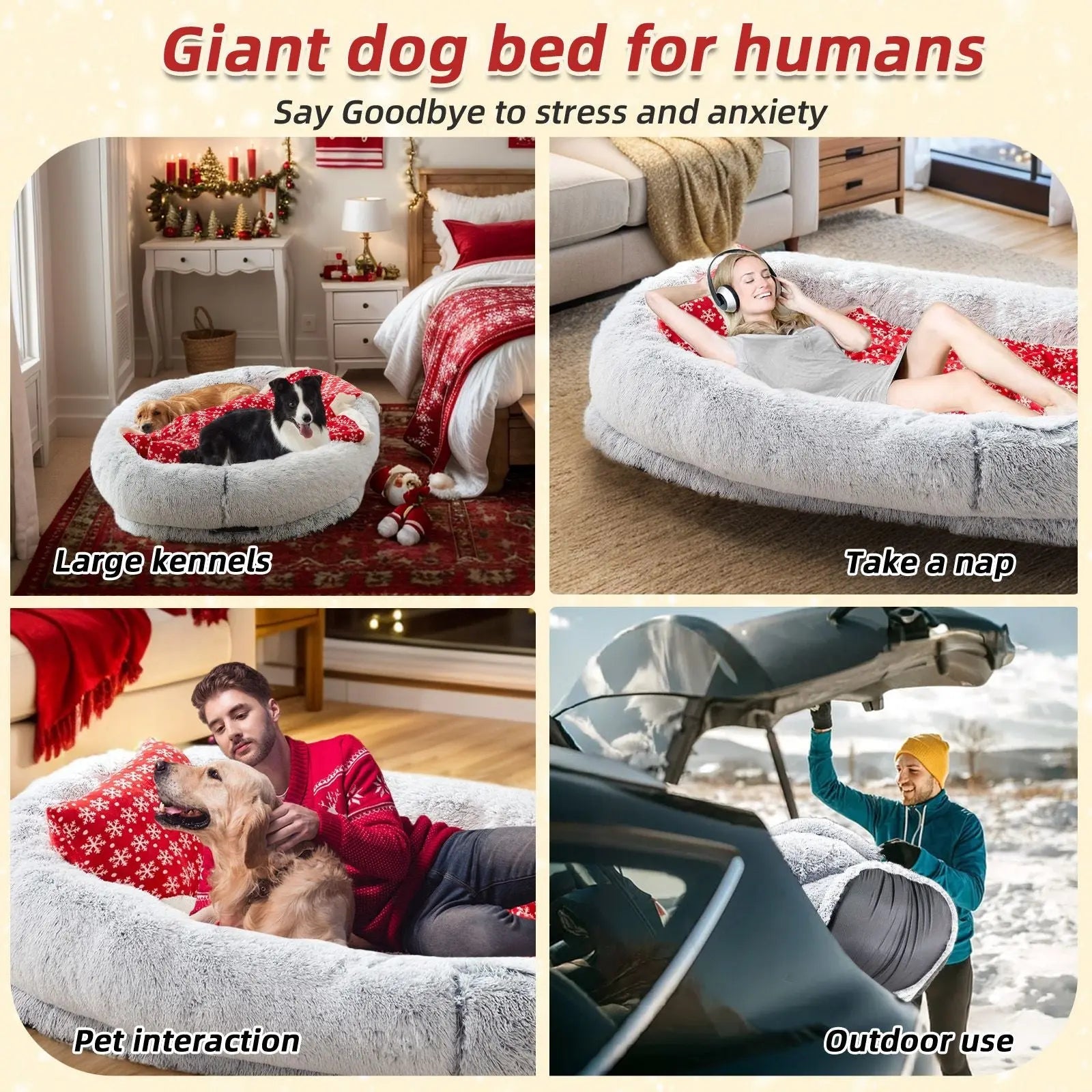 Orthopedic Human Dog Bed – Large Cozy Lounger for Relaxing