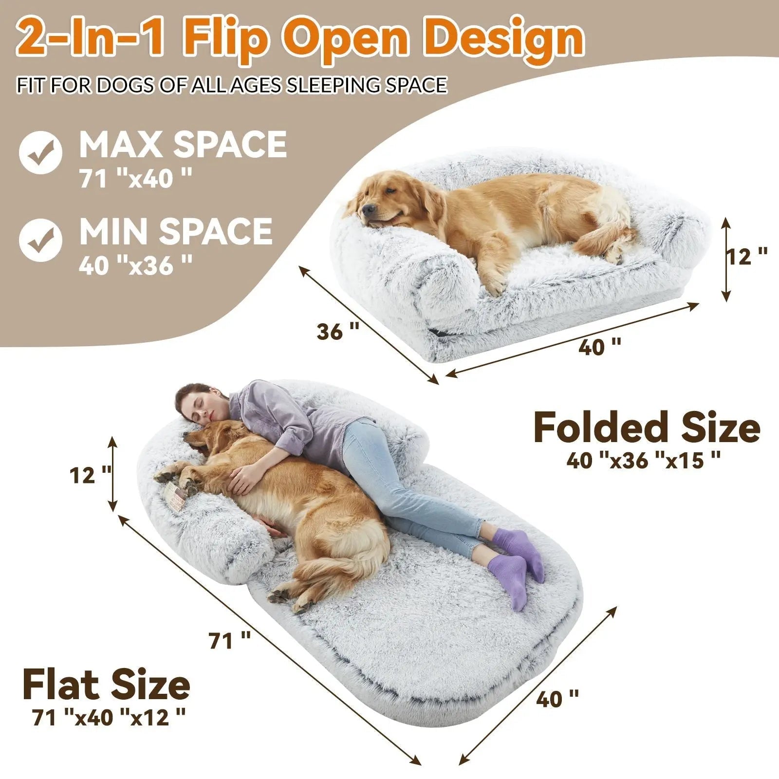 Giant Dog Bed for Humans – Plush Orthopedic Lounger