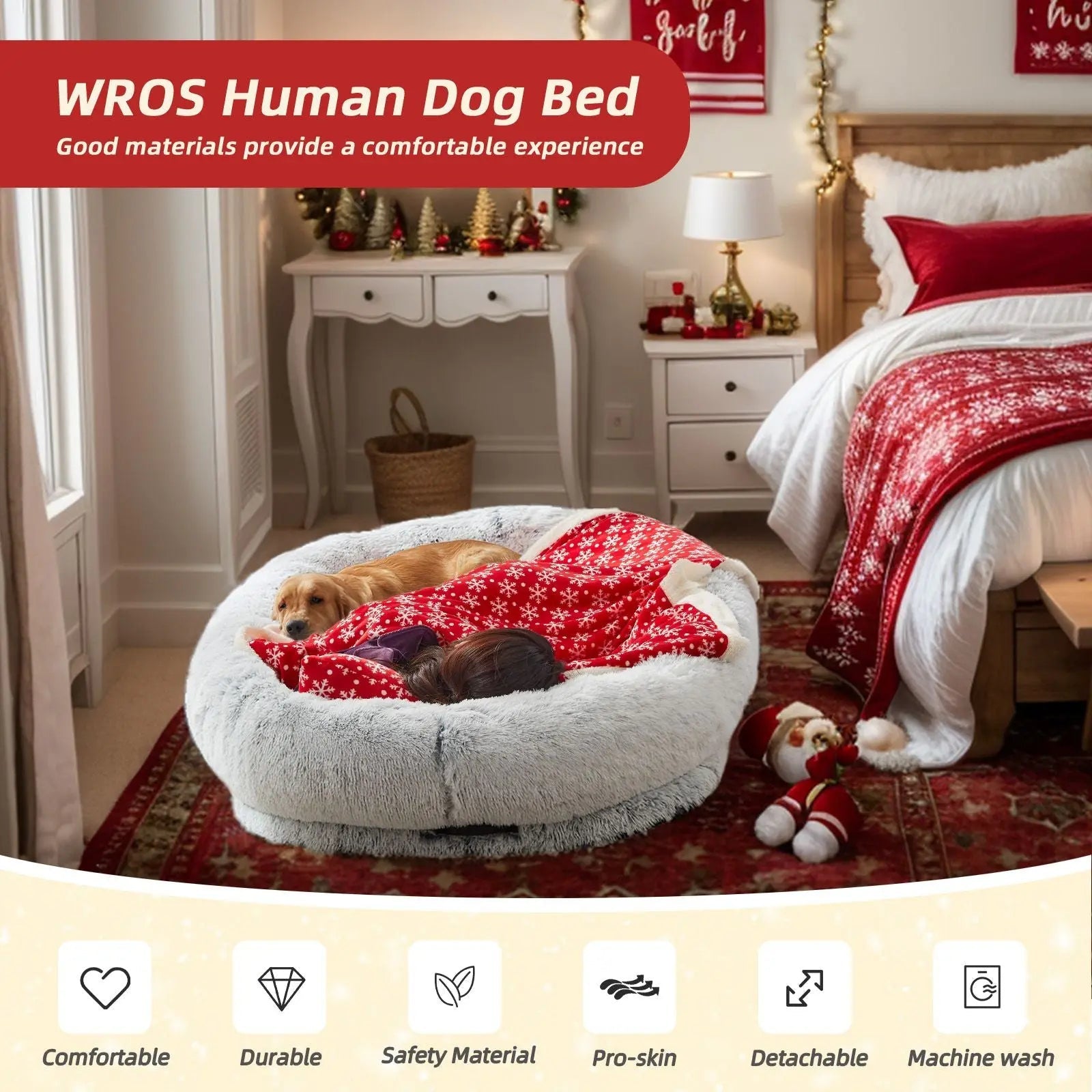 Orthopedic Human Dog Bed – Large Cozy Lounger for Relaxing
