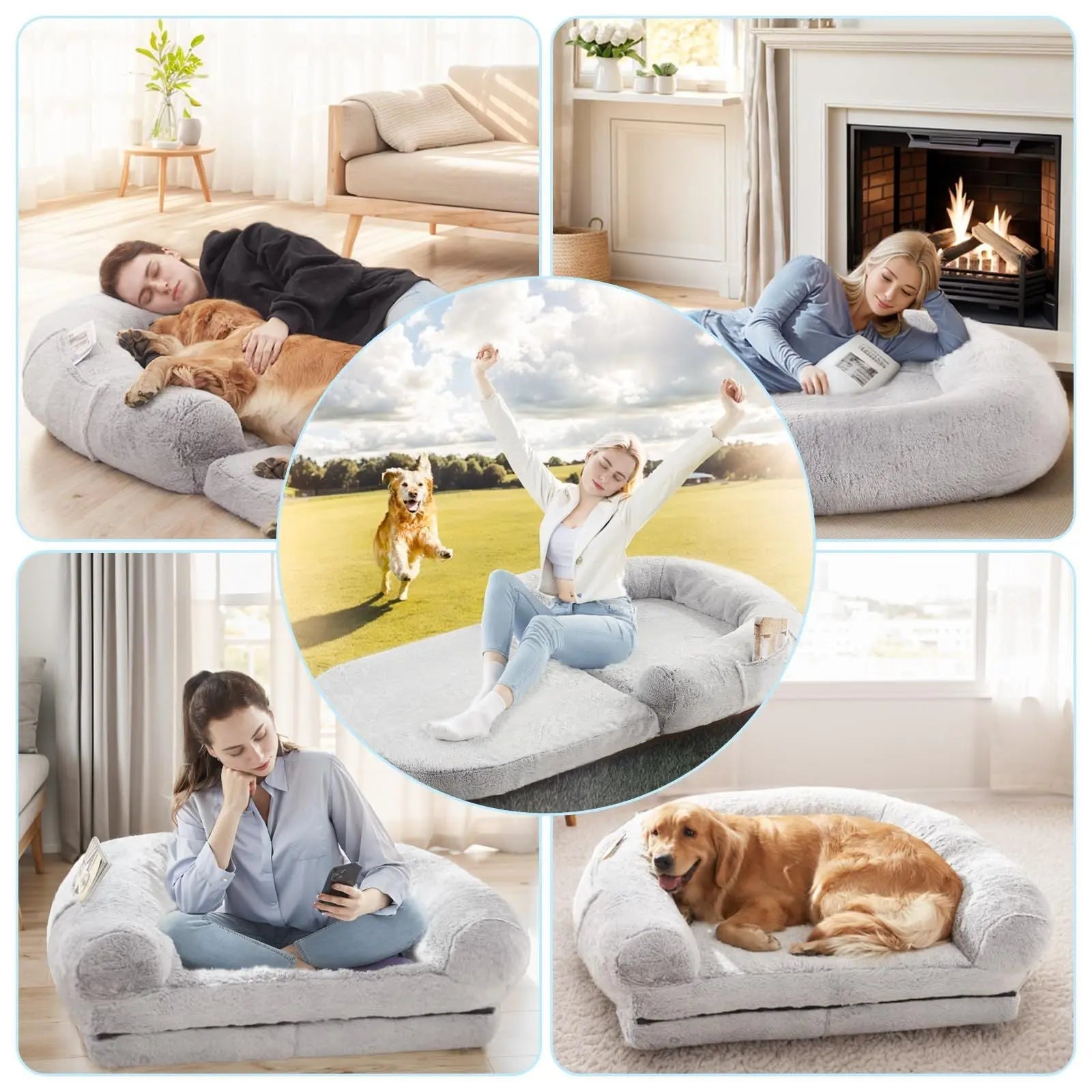Giant Dog Bed for Humans – Plush Orthopedic Lounger