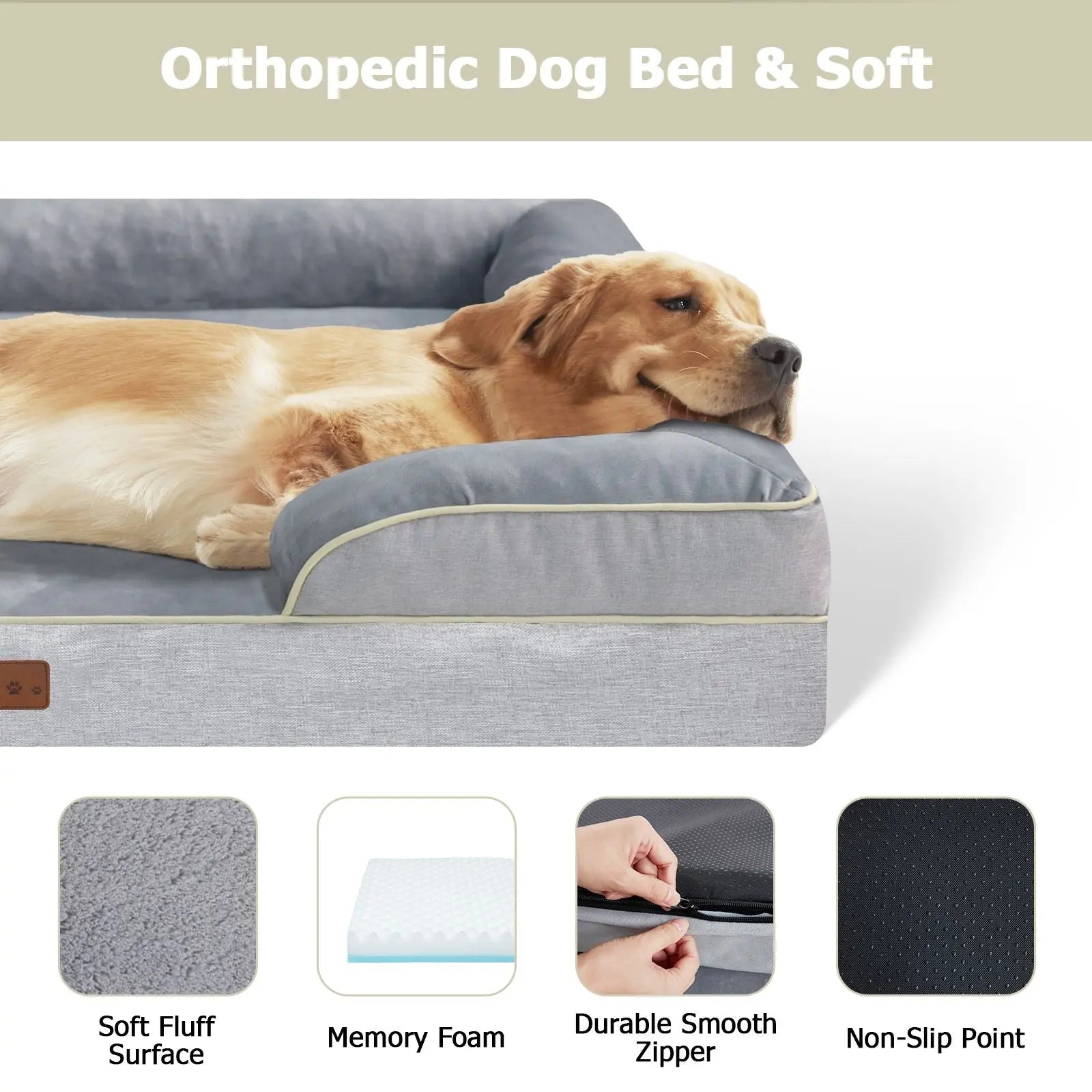Orthopedic Pet Bed – Supportive Washable Bed with Non-Slip Base