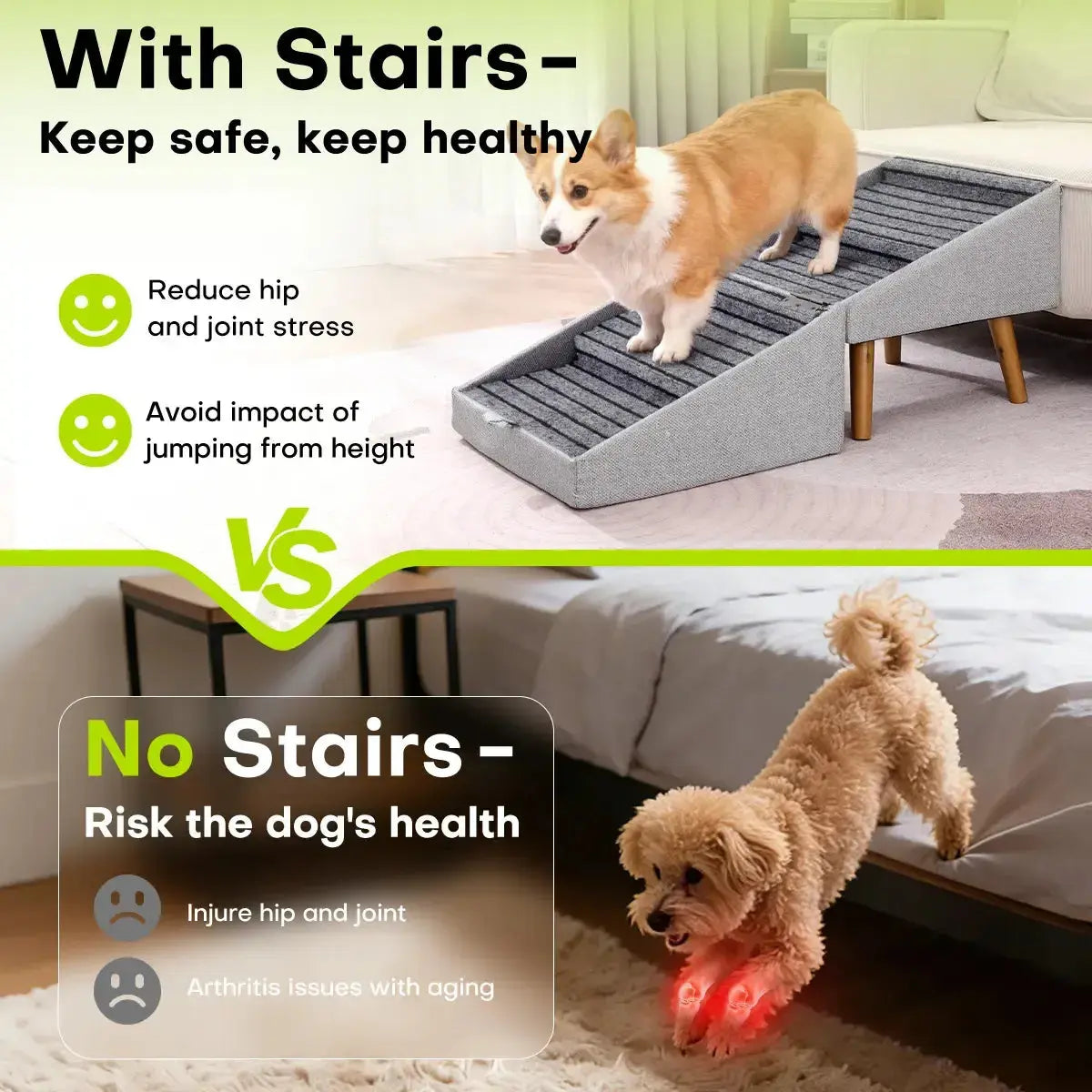Dog Stairs Ramp – Convertible Ottoman for Small & Senior Dogs