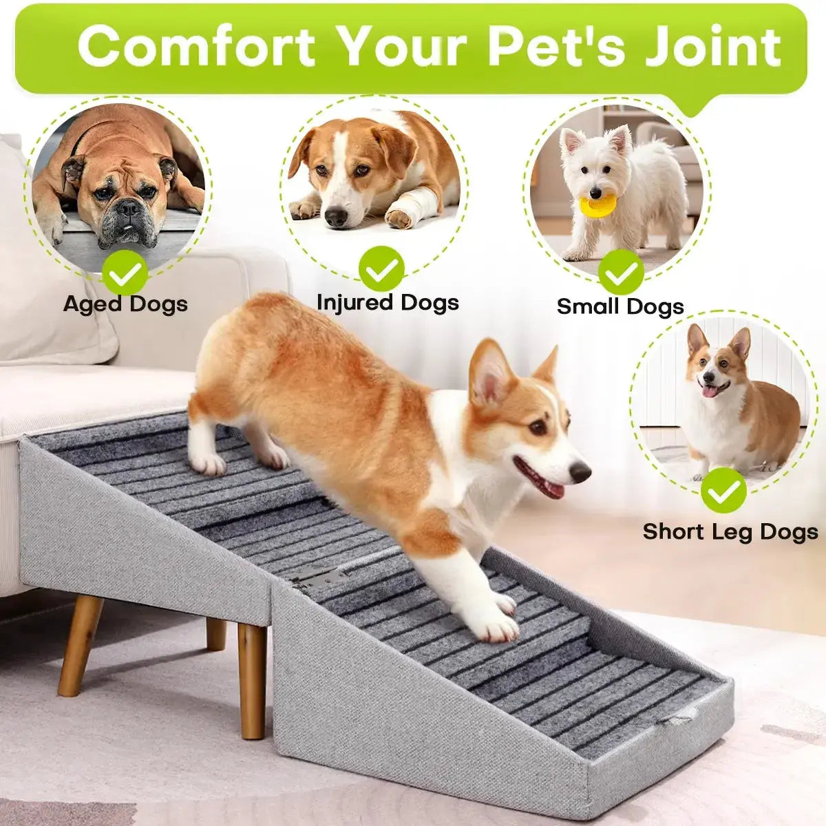 Dog Stairs Ramp – Convertible Ottoman for Small & Senior Dogs